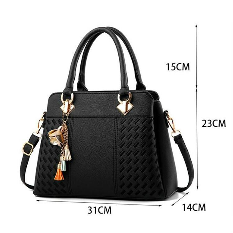 Simple Style Women Leather Crossbody Bag with Tassel Embroidery - Green