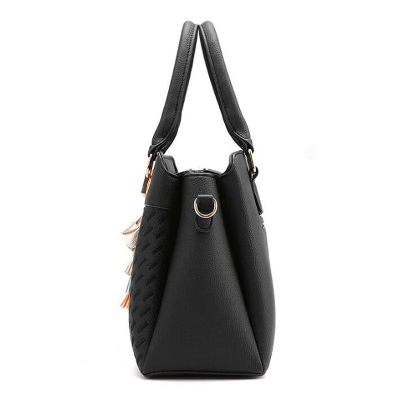 Simple Style Women Leather Crossbody Bag with Tassel Embroidery - Green