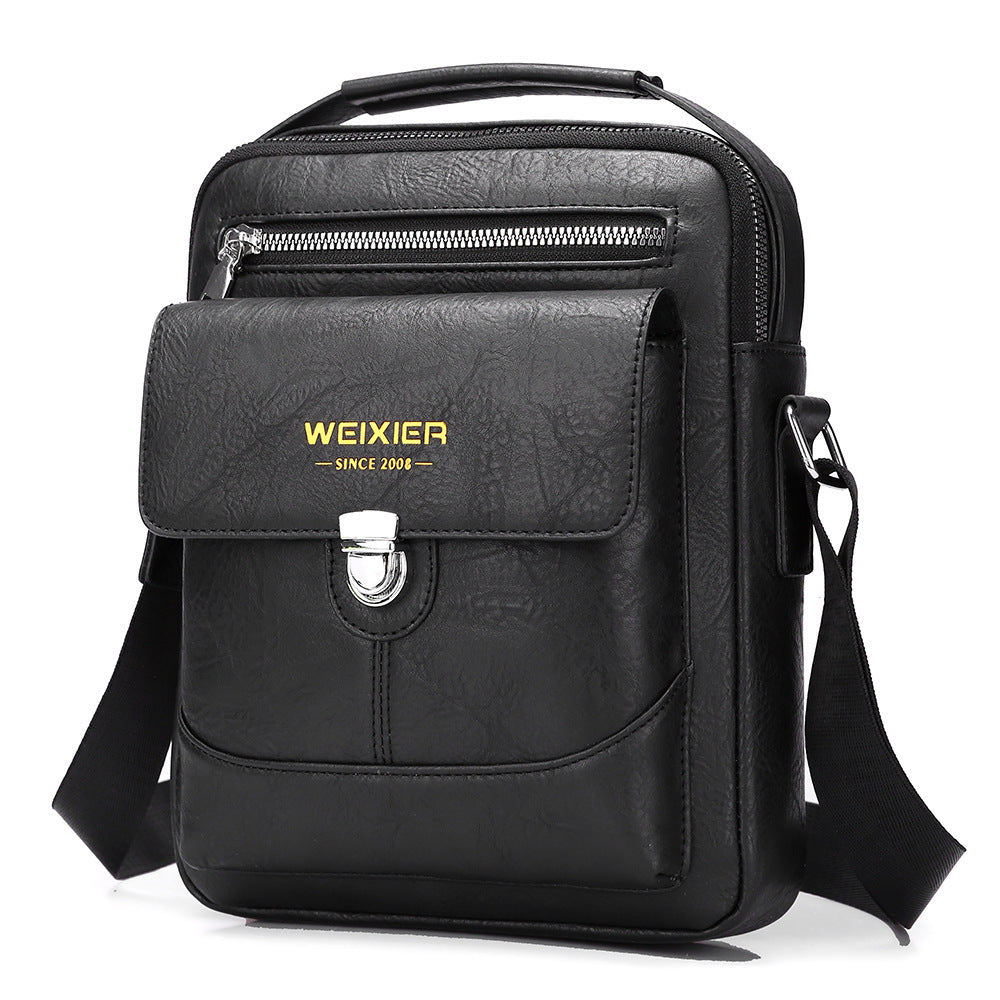 Premium PU Leather Crossbody Bag for Men - Vintage Black Shoulder Bag - The Cool Collective AU