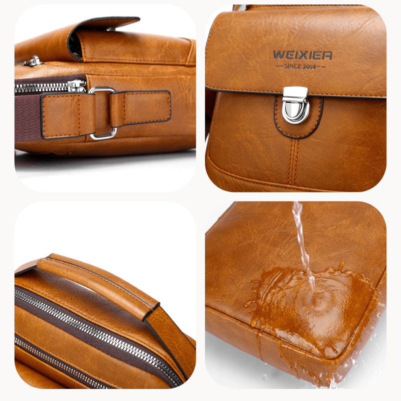 Premium PU Leather Crossbody Bag for Men - Vintage Black Shoulder Bag - The Cool Collective AU