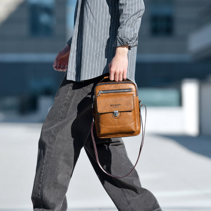 Premium PU Leather Crossbody Bag for Men - Vintage Black Shoulder Bag - The Cool Collective AU