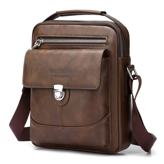 Premium PU Leather Crossbody Bag for Men - Vintage Dark Brown Shoulder Bag - The Cool Collective AU
