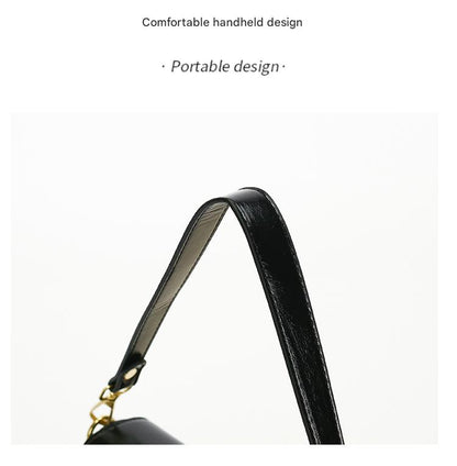 White Chic Saddle Crossbody Bag with Wide Guitar Strap - PU Leather