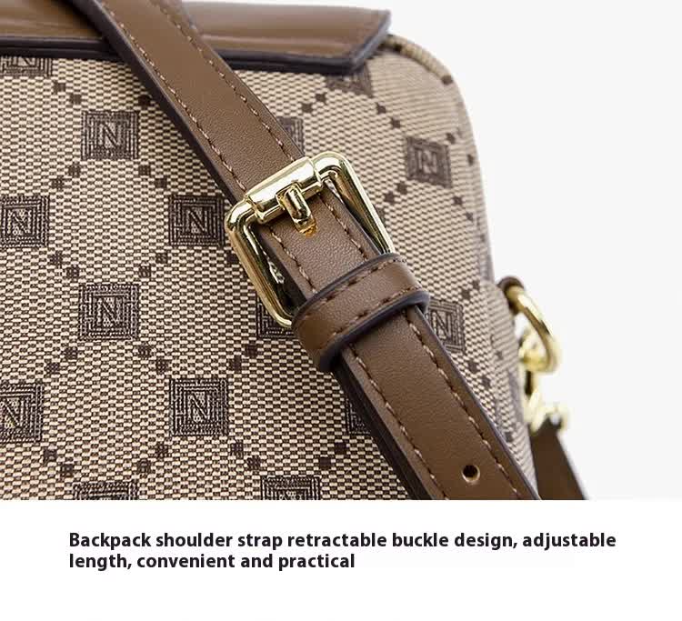 Brown and Beige Chic Diamond Mini Crossbody Phone Purse - PU Leather Vertical Shoulder Bag with Headphone Port