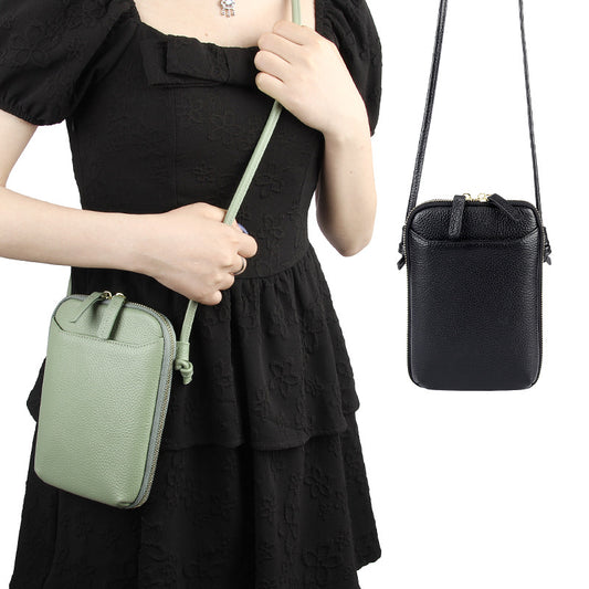Purple Premium Leather Mini Crossbody Phone Bag - Stylish Multi-Pocket Organizer for Women