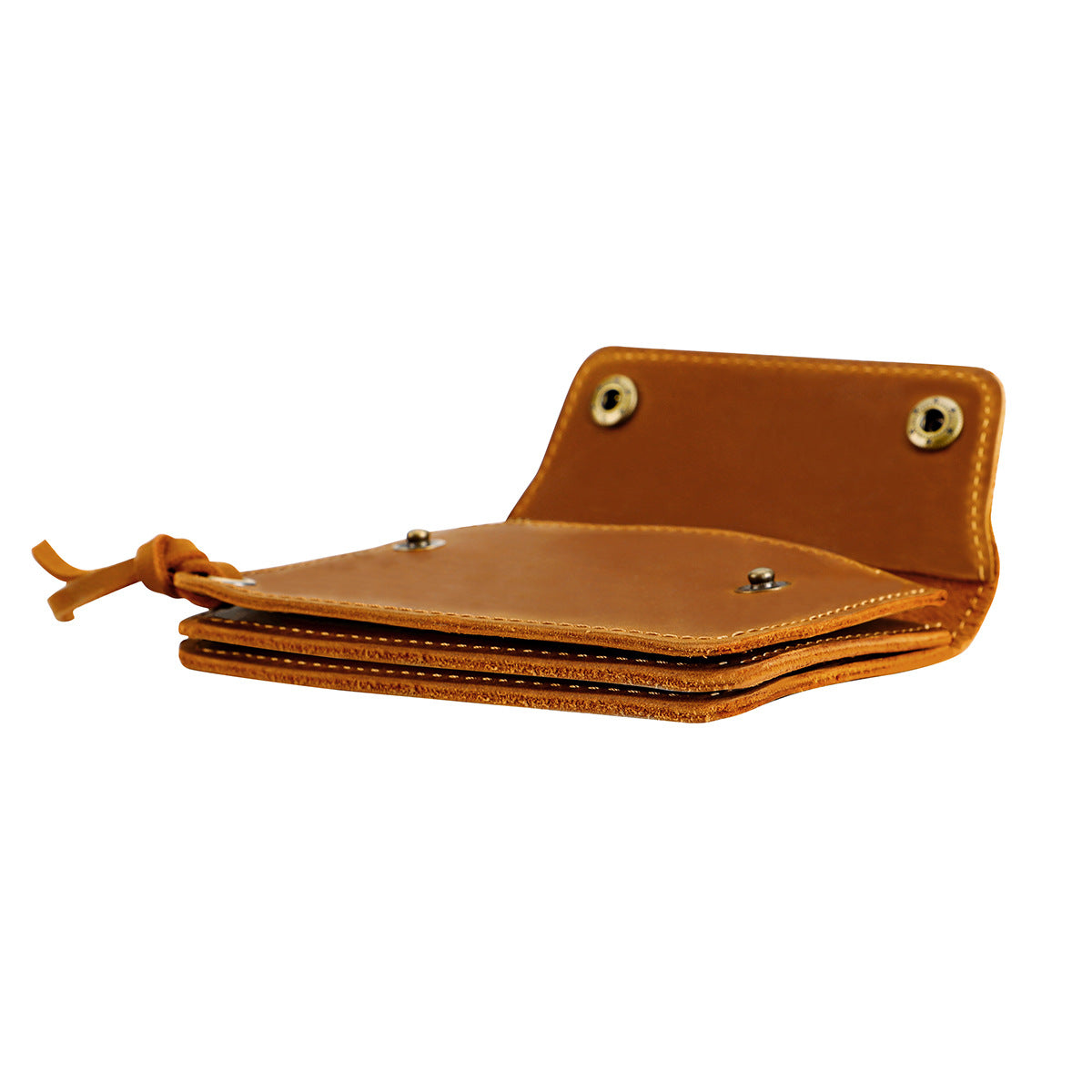 Black Vintage Handmade Crazy Horse Leather Wallet - Compact Card Holder & Zippered Coin Purse with Snap Closure