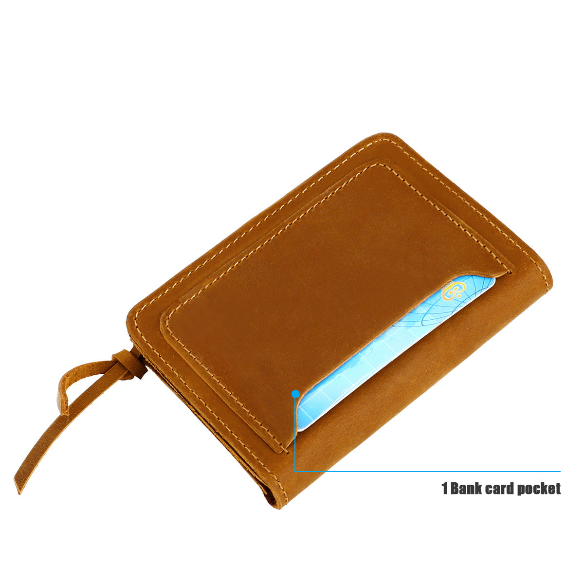 Black Vintage Handmade Crazy Horse Leather Wallet - Compact Card Holder & Zippered Coin Purse with Snap Closure