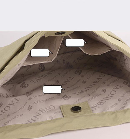 Green Chic Lightweight Nylon Drawstring Tote Bag - Multi-Pocket Casual Shoulder & Crossbody