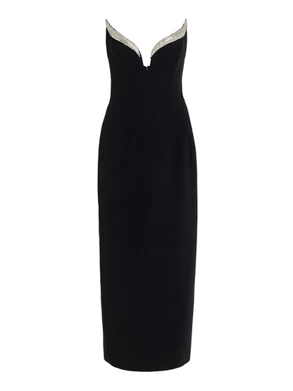 Women's Autumn Strapless Diamond Maxi Bodycon Dress - Elegant Evening Gown - The Cool Collective AU