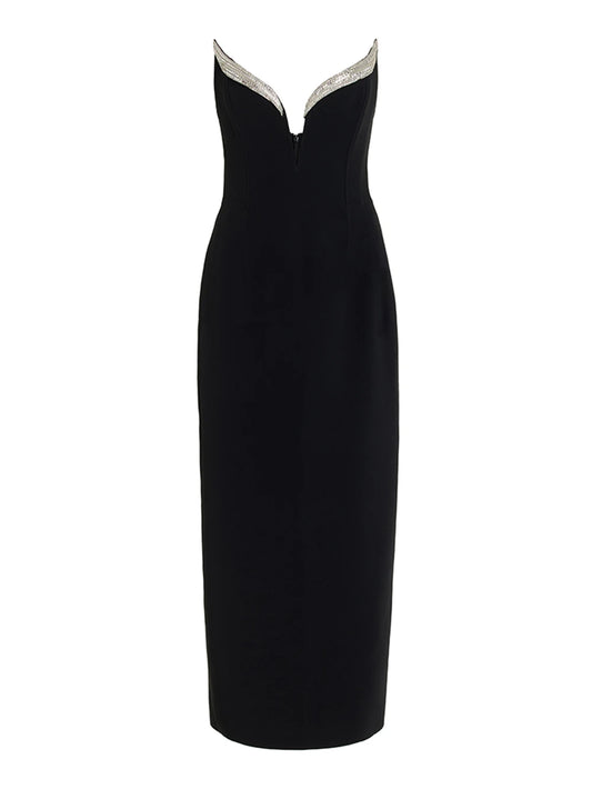 Women's Autumn Strapless Diamond Maxi Bodycon Dress - Elegant Evening Gown - The Cool Collective AU