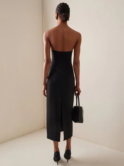 Women's Autumn Strapless Diamond Maxi Bodycon Dress - Elegant Evening Gown - The Cool Collective AU
