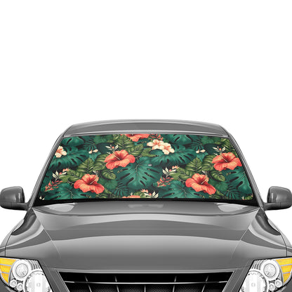Tropical Leaves Car Sun Shade Umbrella 58"x29" - The Cool Collective AU