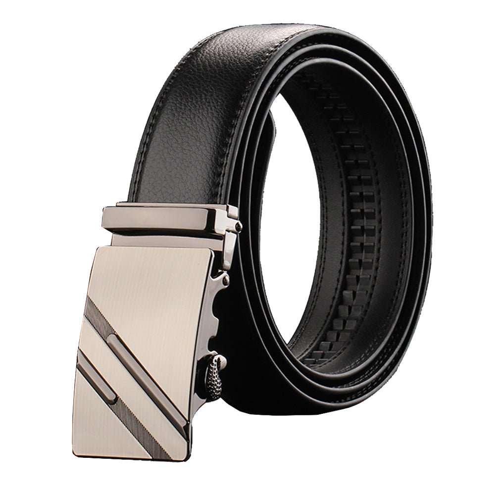 Adjustable Slide Luxury Leather Belt For Men's Automatic Buckle Ratchet Business Dress Belts (FB850215) - The Cool Collective AU