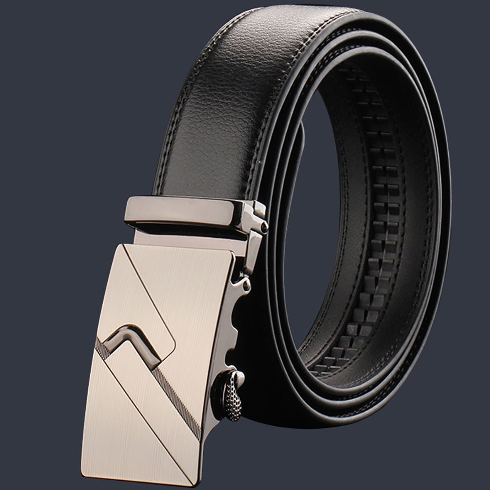 Adjustable Slide Luxury Leather Belt For Men's Automatic Buckle Ratchet Business Dress Belts (FB850325) - The Cool Collective AU