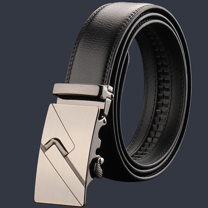 Adjustable Slide Luxury Leather Belt For Men's Automatic Buckle Ratchet Business Dress Belts (FB850325) - The Cool Collective AU