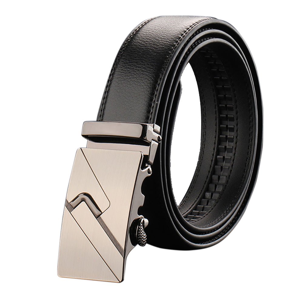 Adjustable Slide Luxury Leather Belt For Men's Automatic Buckle Ratchet Business Dress Belts (FB850325) - The Cool Collective AU