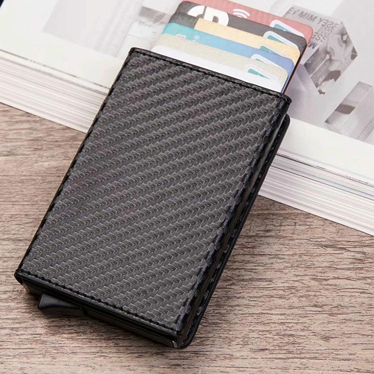 Aluminum Rfid Card Holder with Automatic Pop - up Function - Carbon Fiber - The Cool Collective AU