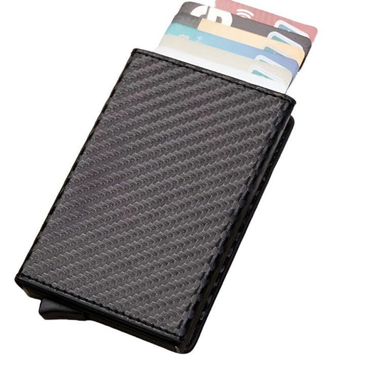 Aluminum Rfid Card Holder with Automatic Pop - up Function - Carbon Fiber - The Cool Collective AU