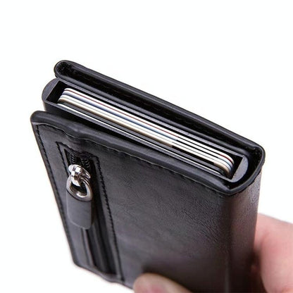 Aluminum Rfid Card Holder with Automatic Pop - up Function - Carbon Fiber - The Cool Collective AU