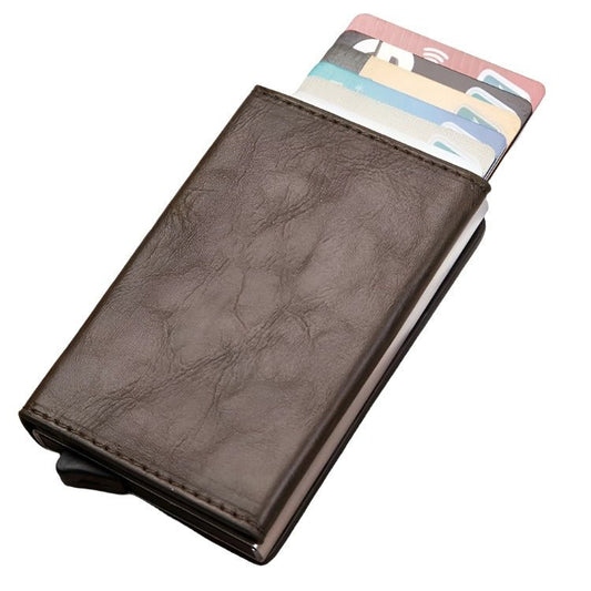Aluminum Rfid Card Holder with Automatic Pop - up Function - Coffee - The Cool Collective AU