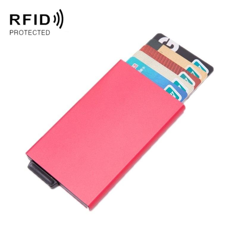 Automatic Eject Rfid Blocking Aluminum Card Wallet - Red - The Cool Collective AU