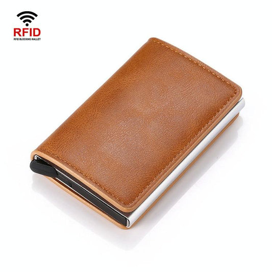 Automatic Rfid Blocking Card Holder with Coin Pocket - Brown - The Cool Collective AU