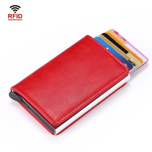 Automatic Rfid Blocking Card Holder with Coin Pocket - Red - The Cool Collective AU