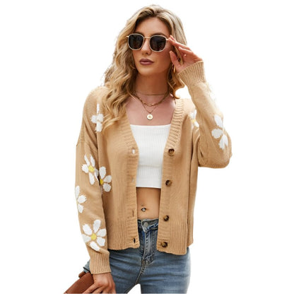Autumn And Winter Female Knitted Cardigan College Style Sweater Jacket - Camel - Xl - The Cool Collective AU