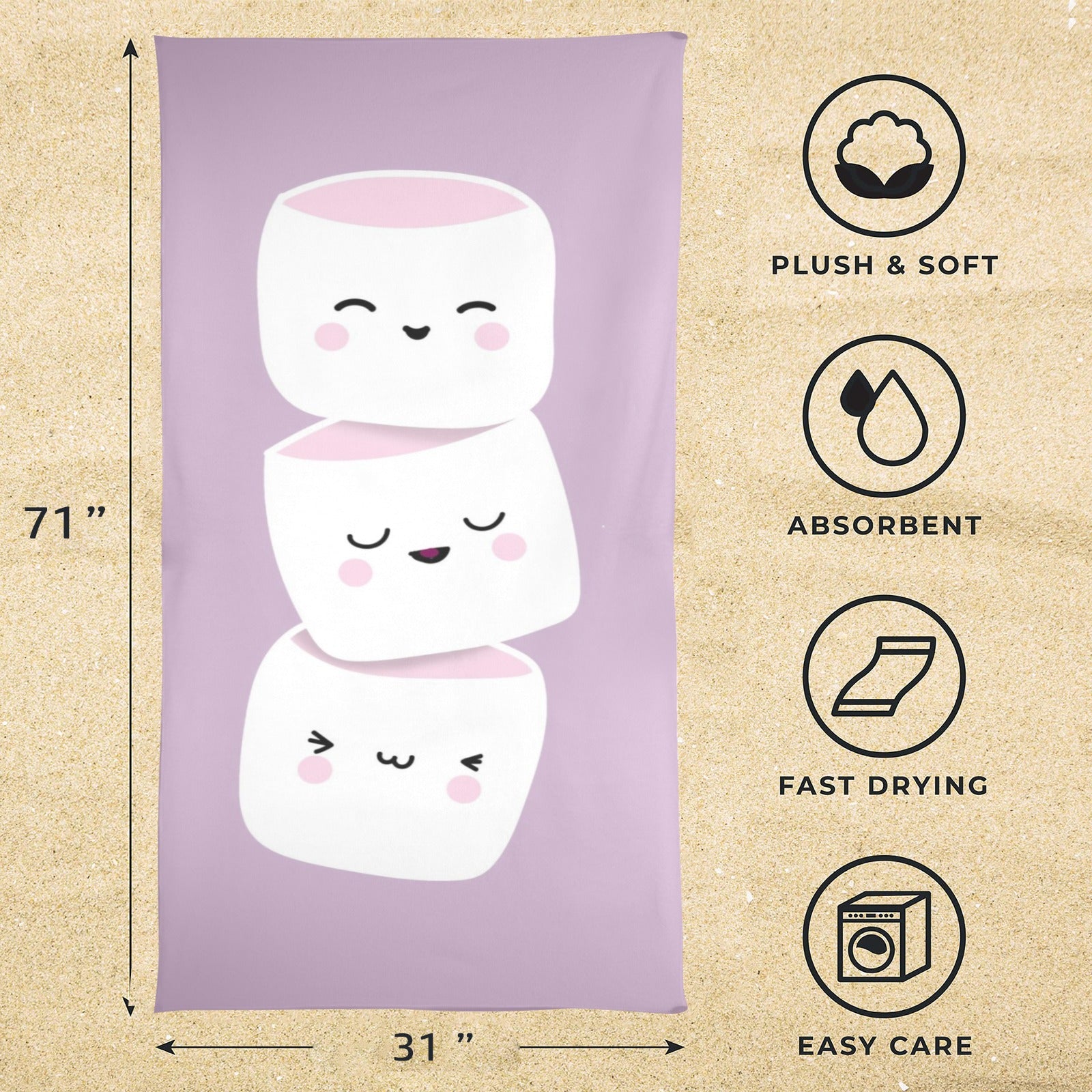 MarshMellow Beach Towel 31"x71" - The Cool Collective AU