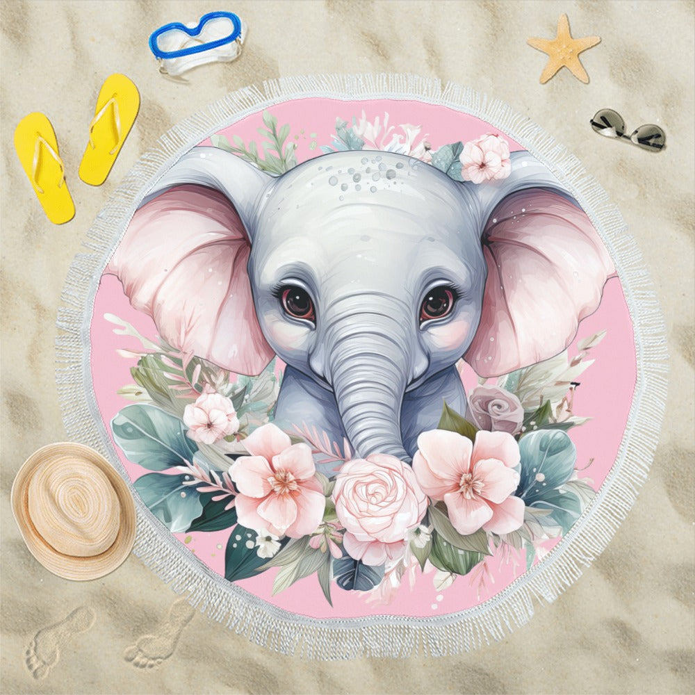 Ella the Elephant Circular Beach Shawl 59"x 59" - The Cool Collective AU