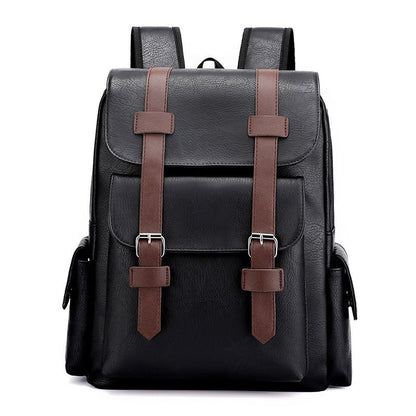 Black Large - Capacity PU Leather Backpack - Stylish Business & Travel Companion - The Cool Collective AU