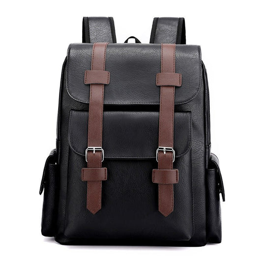 Black Large - Capacity PU Leather Backpack - Stylish Business & Travel Companion - The Cool Collective AU