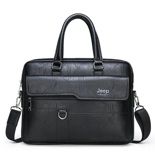 Black Men's PU Leather Briefcase - Vintage Style Laptop Messenger Bag, Crossbody Satchel for Business & Casual - The Cool Collective AU