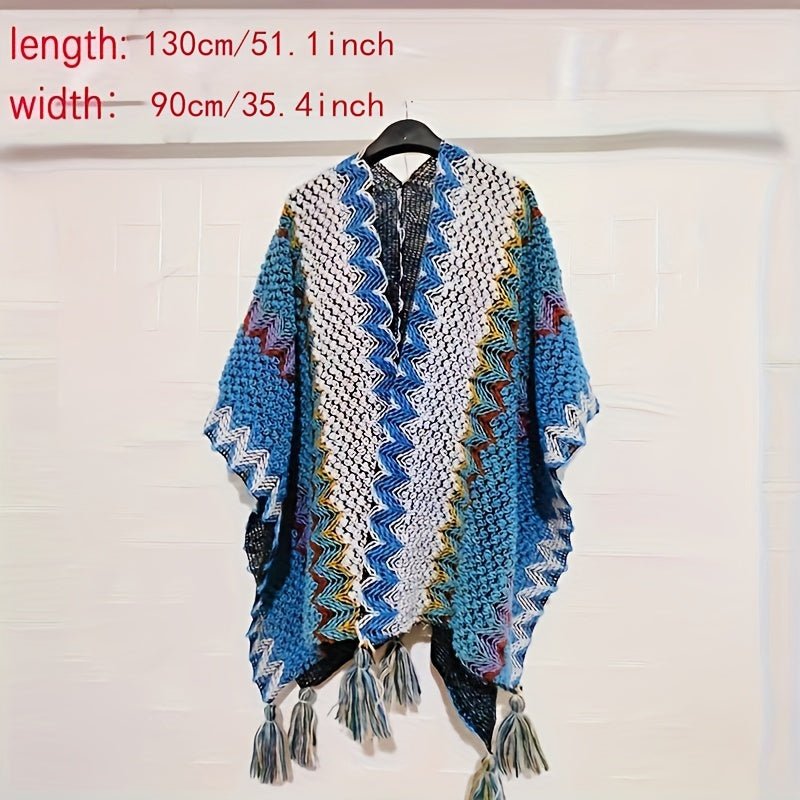Boho Faux Fur Tassel Shawl – Warm, Stylish Women's Wrap - The Cool Collective AU
