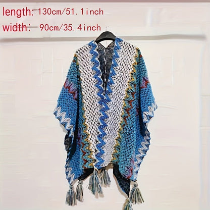 Boho Faux Fur Tassel Shawl – Warm, Stylish Women's Wrap - The Cool Collective AU