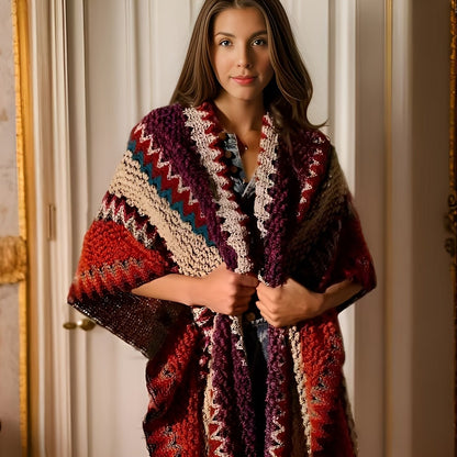 Boho Knit Shawl with Tassels – Warm Geometric Wrap for Women - The Cool Collective AU