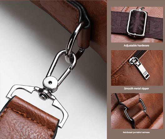 Brown Men's PU Leather Briefcase - Vintage Style Laptop Messenger Bag, Crossbody Satchel for Business & Casual - The Cool Collective AU