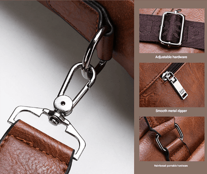 Brown Men's PU Leather Briefcase - Vintage Style Laptop Messenger Bag, Crossbody Satchel for Business & Casual - The Cool Collective AU