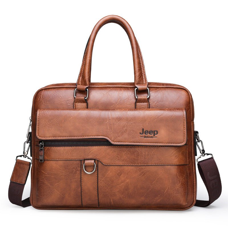 Brown Men's PU Leather Briefcase - Vintage Style Laptop Messenger Bag, Crossbody Satchel for Business & Casual - The Cool Collective AU