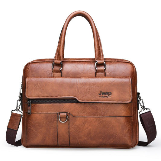 Brown Men's PU Leather Briefcase - Vintage Style Laptop Messenger Bag, Crossbody Satchel for Business & Casual - The Cool Collective AU