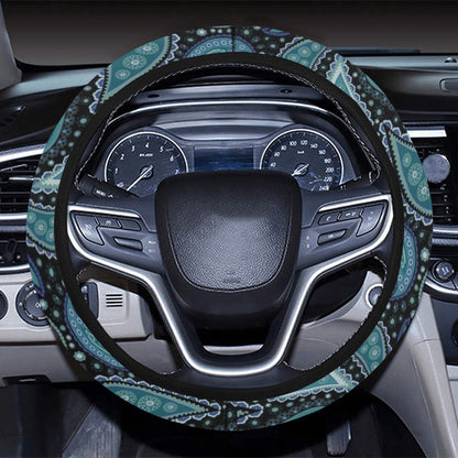 Paisley Blue Steering Wheel Cover with Elastic Edge - The Cool Collective AU