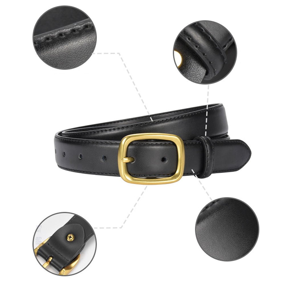 Classic Leather Belts for Women, Joyreap Genuine Leather Womens Belts with Gold Buckle (Black) - The Cool Collective AU