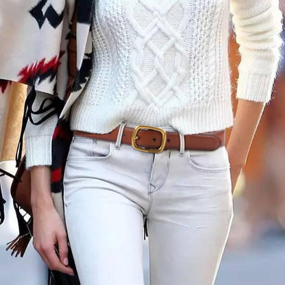 Classic Leather Belts for Women, Joyreap Genuine Leather Womens Belts with Gold Buckle (Black) - The Cool Collective AU