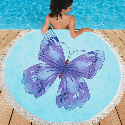 Purple Butterfly Circular Beach Shawl 59"x 59" - The Cool Collective AU