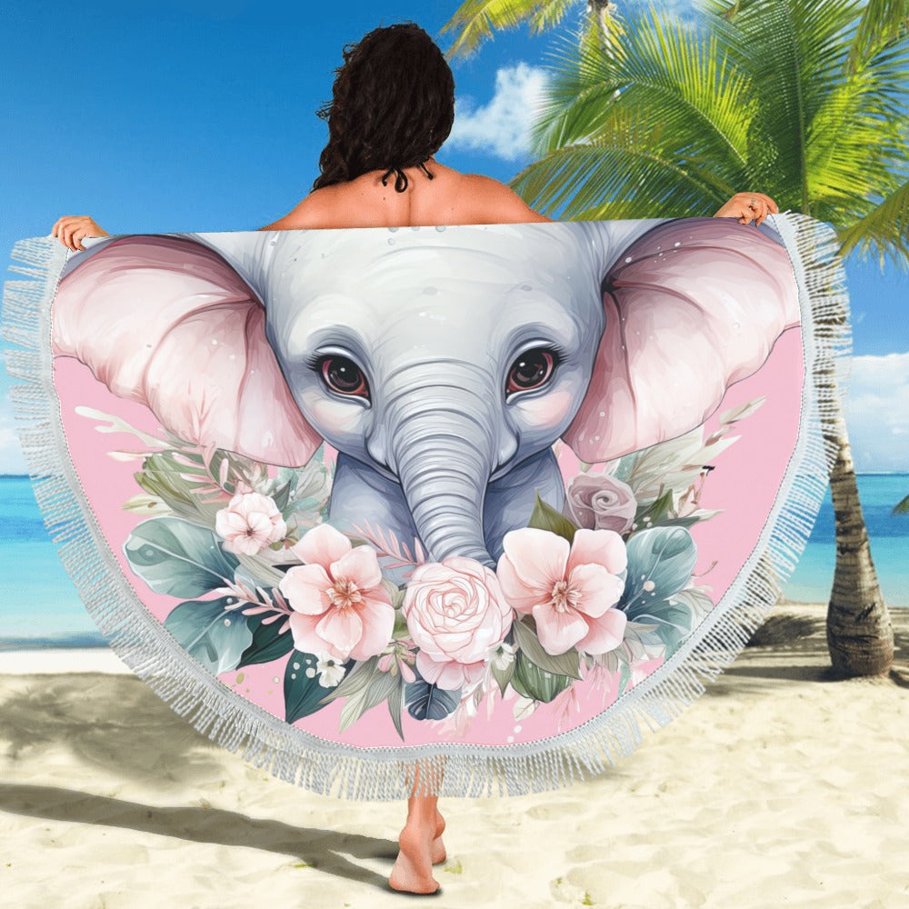 Ella the Elephant Circular Beach Shawl 59"x 59" - The Cool Collective AU