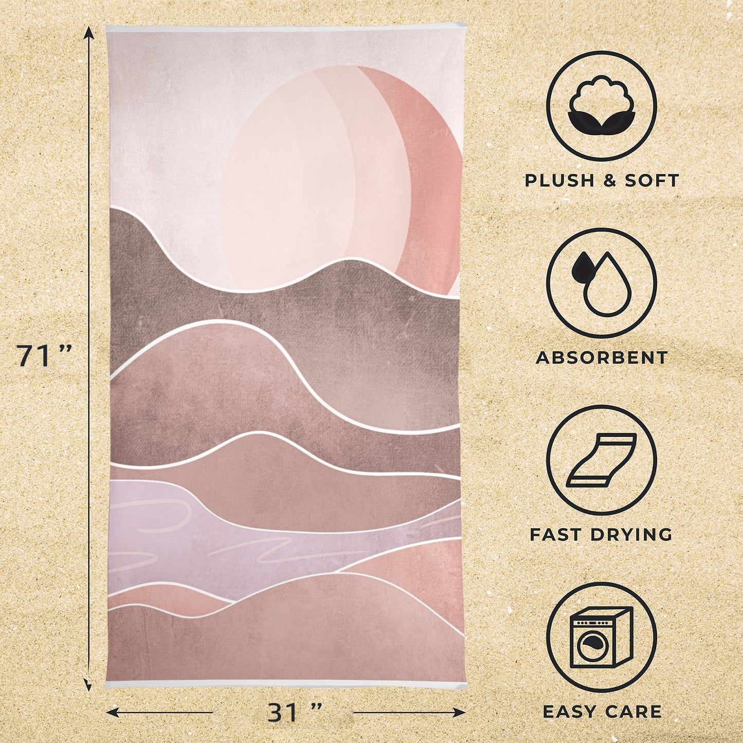 Horizon Sands Beach Towel 31"x71" - The Cool Collective AU