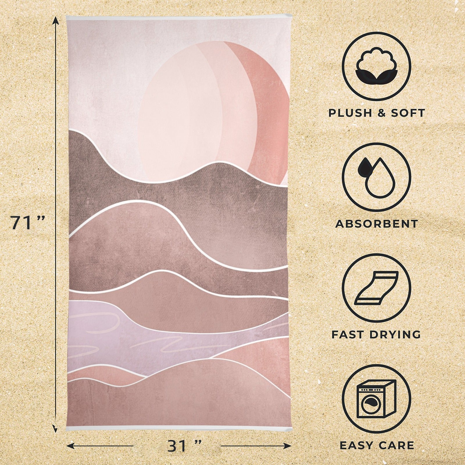 Horizon Sands Beach Towel 31"x71" - The Cool Collective AU