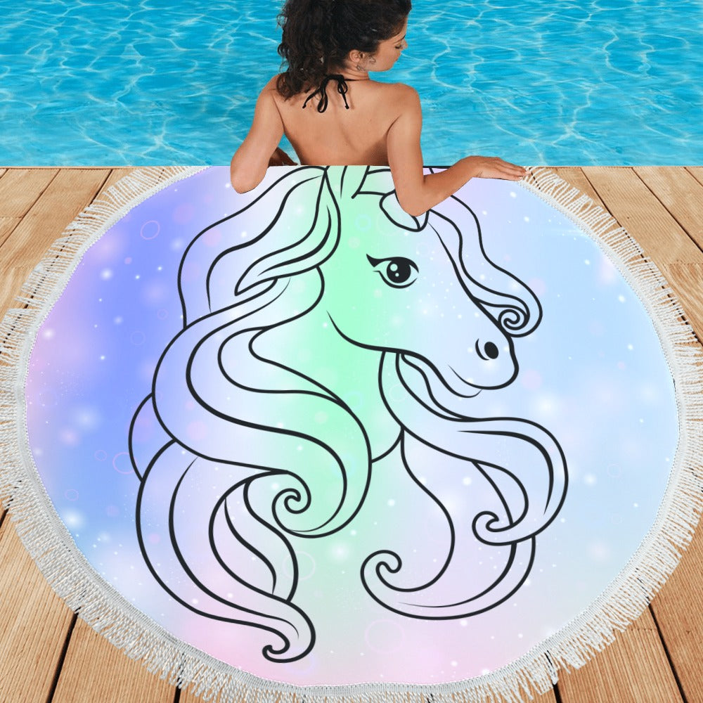 Unicorn Circular Beach Shawl 59"x 59" - The Cool Collective AU