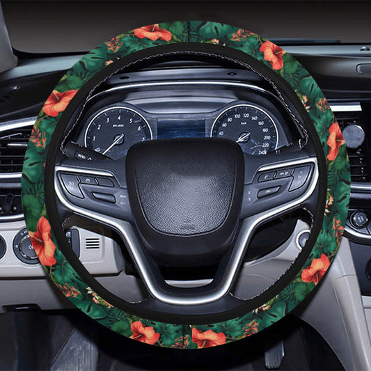 Tropical Leaves Steering Wheel Cover with Elastic Edge - The Cool Collective AU
