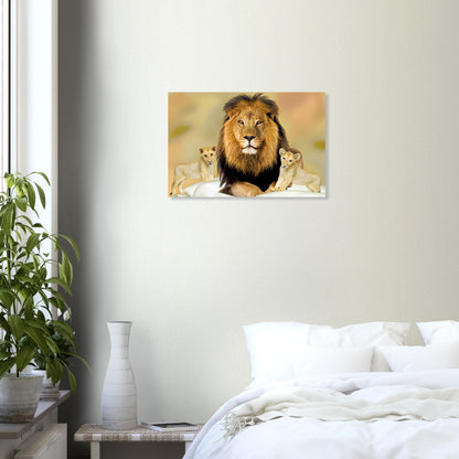 Lion & His Cubs Print - Aluminum & Wood Options - The Cool Collective AU